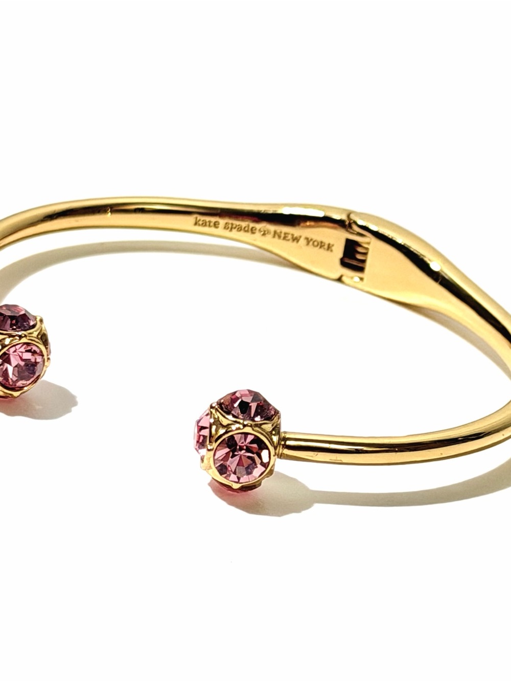 Kate Spade ♠️ Lady Marmalade Gold Tone Bangle Bracelet with Pink Crystals